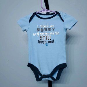 3/$15 Blue Graphic Lettering Onesie |Size: 3-6M